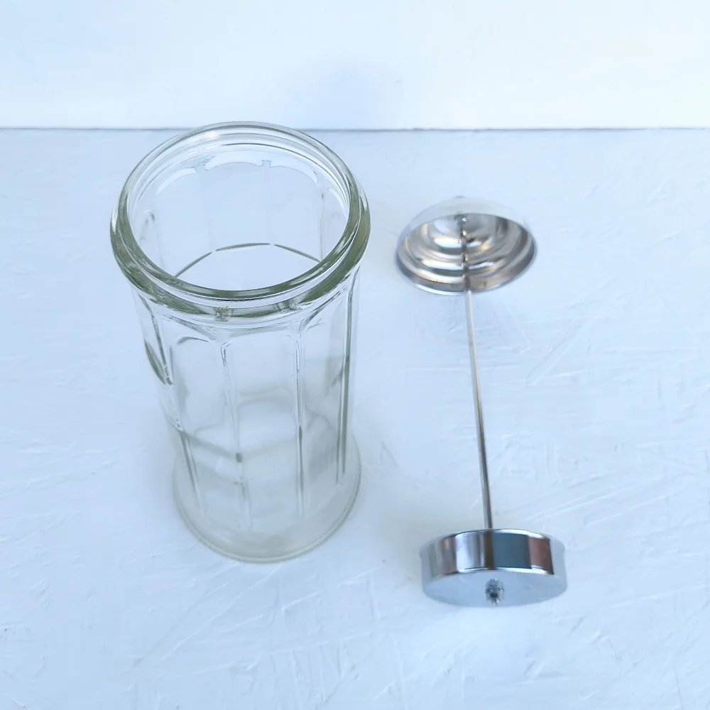 TABLE CRAFT | Vintage Glass Straw Dispenser Jar with Silver Lid & Handle